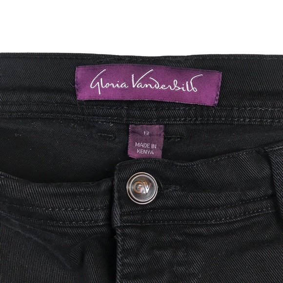 Gloria Vanderbilt Straight Womens Size 12 Black Denim High Rise Jean 32x30 - Picture 4 of 10